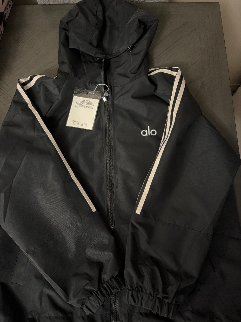 Black Hooded Athletic Windbreaker Jacket | One Size | Inspired Style